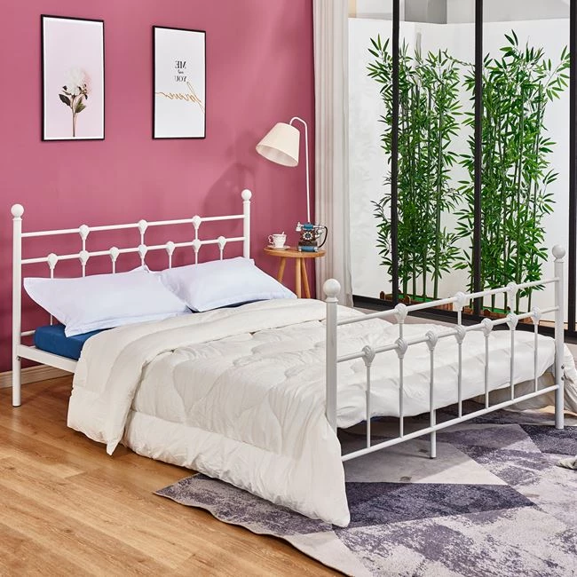 FH575.02, JACINDA Metallic Bed 150x200cm, White Color