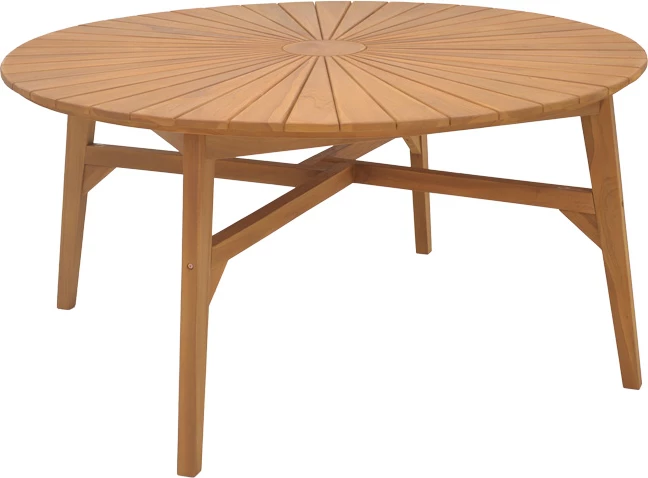 Tavolinë me karrige për terasë Banou-Colen, dru tik natyral, 7 copë, 150x75cm