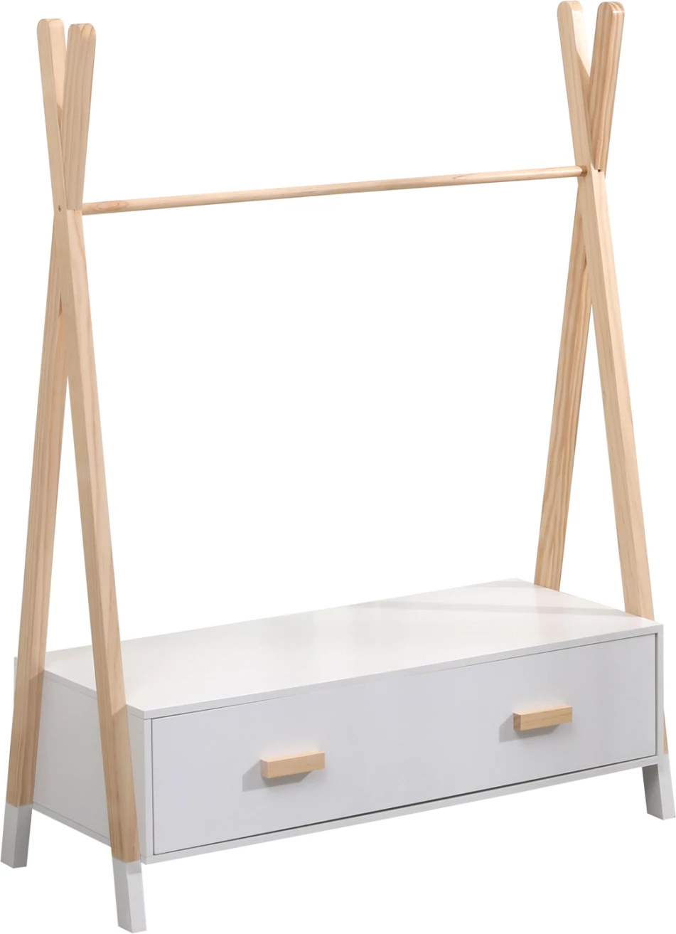 Varëse rrobash për fëmijë me sirtarë, melaminë-dru pishe, PASCHAL FH2491.03, 80x40x130cm