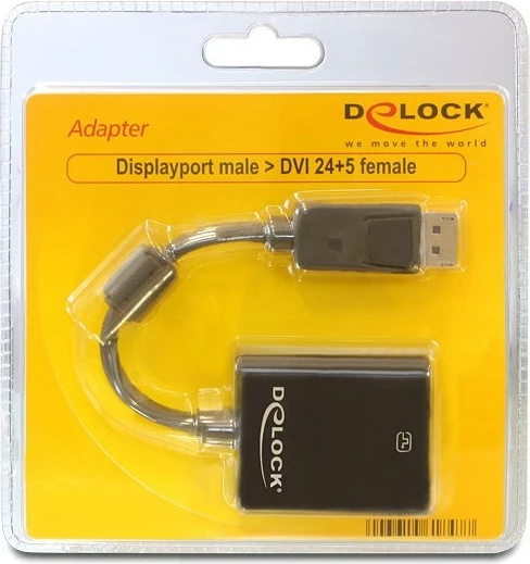 Adapter DisplayPort në DVI-I DeLOCK 61847, 0.125m, zi