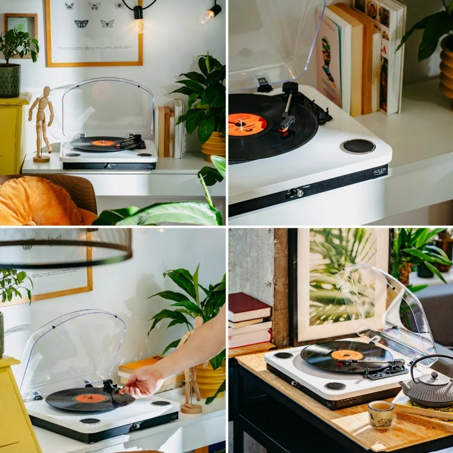 Gramafon Adler AD1914 me Bluetooth dhe USB, Bardhë