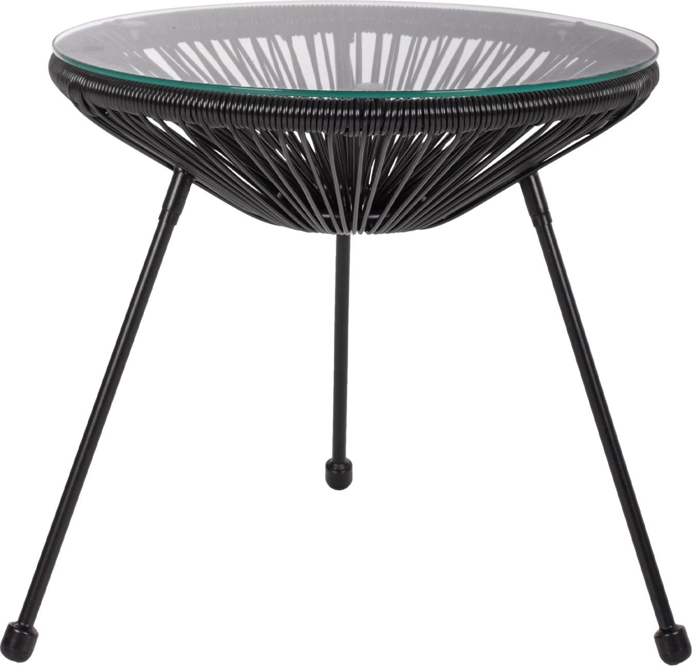 Tavolinë anësore profesionale Allegra, metal i zi dhe ratan i zi, FH5874.01, D47x45Hcm