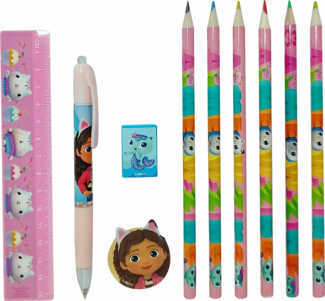 Set shkrimi Kids Euroswan Gabby's Dollhouse GD00062, 12 pjesë, rozë