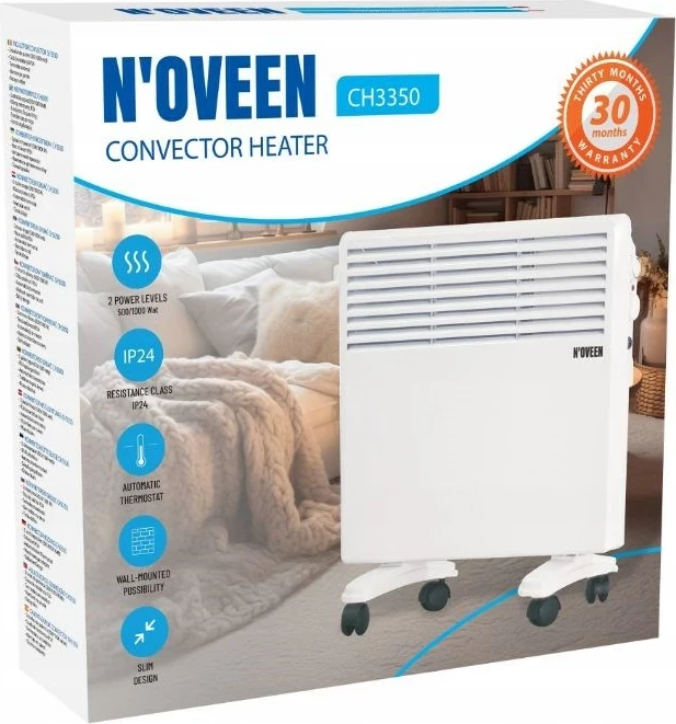 Ngrohës elektrik portativ N'OVEEN CH3350 me termostat, 1000W, i bardhë