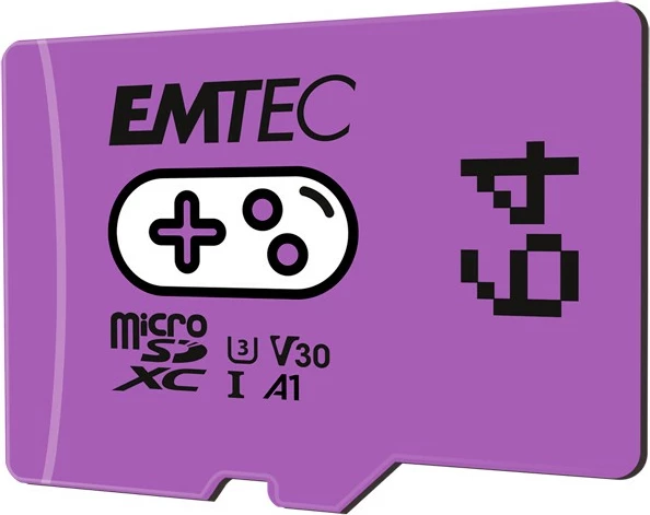 Kartelë memorie EMTEC ECMSDM64GXCU3G, 64 GB, MicroSDXC, UHS-I, Class 3, V30, e purpurt
