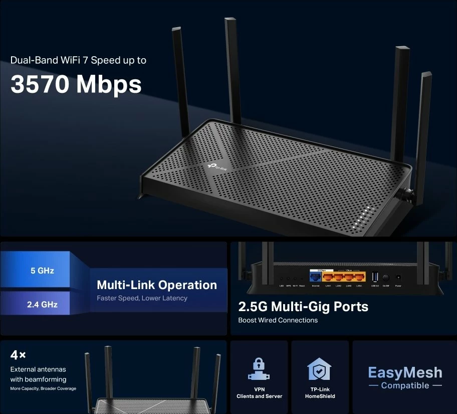 Router TP-Link Archer BE230 Wi-Fi 7 BE3600