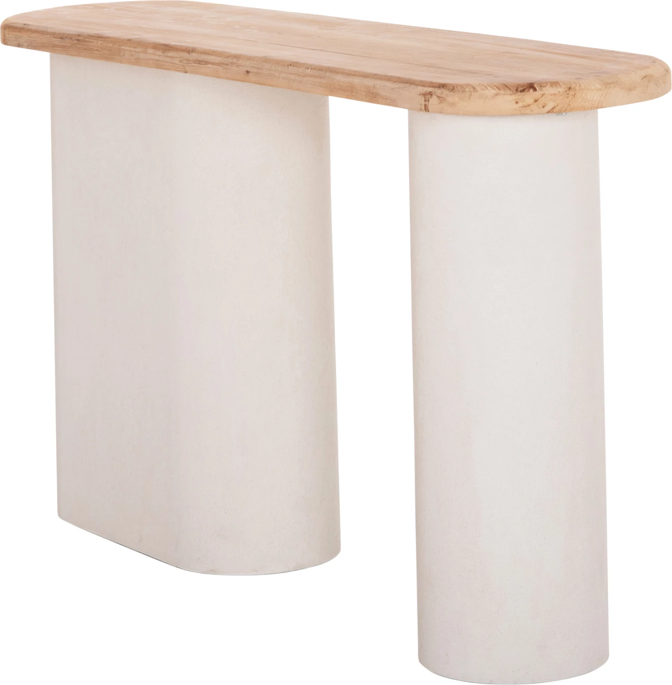 Konsol Santorini, sipërfaqe druri bredhi natyral, bazë MDF off-white, 150x35x82cm