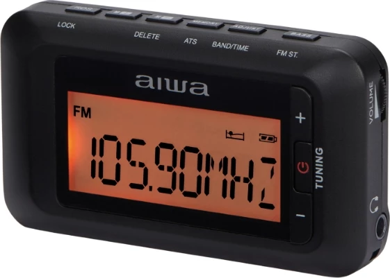 Radio xhepi Aiwa RD-10 AM/FM me RDS, ekran LED, me kufje dhe bateri AAA, e zezë