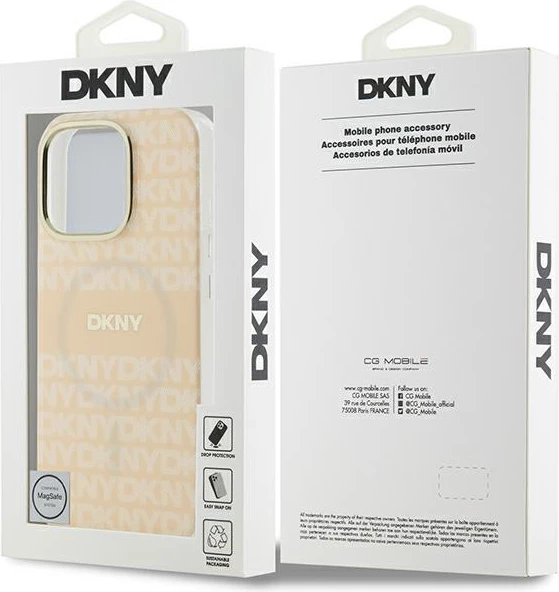 Mbështjellës DKNY Repeat Texture Pattern & Stripe MagSafe për iPhone 16 Pro, Rozë