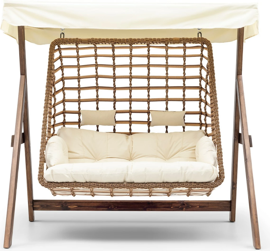 Karrige lëkundëse dyshe për kopsht, Skye Decor, Girne, krem