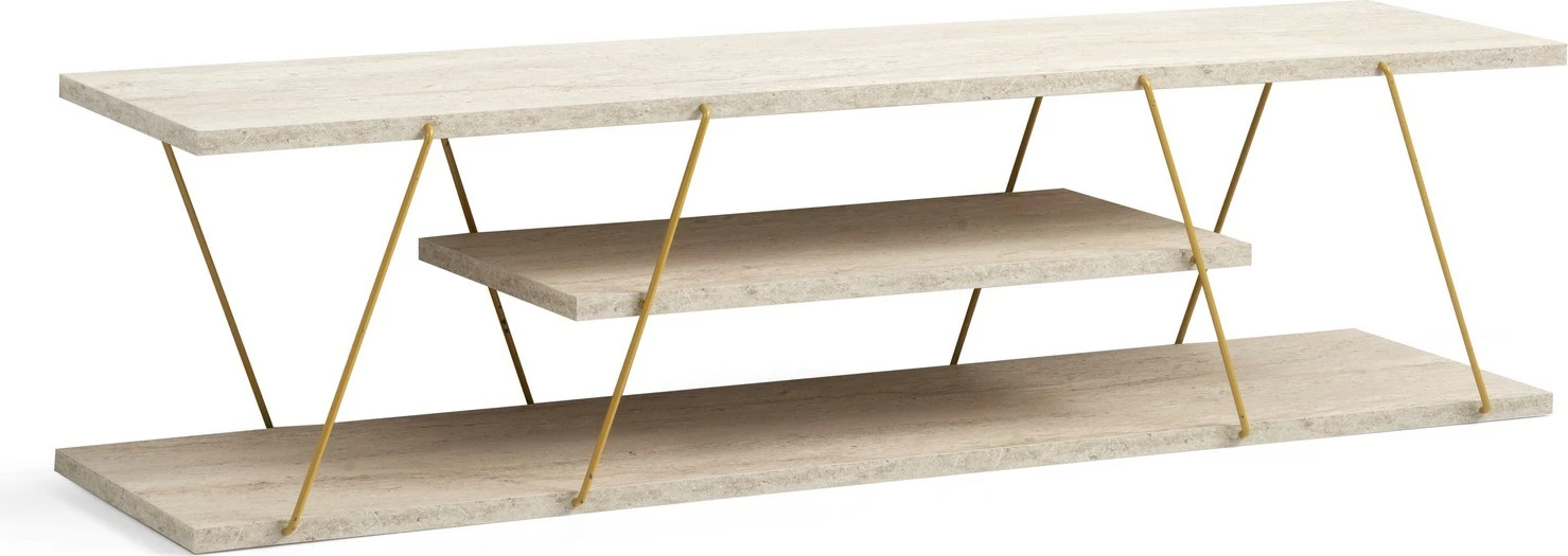 Komodë TV Hanah Home, Canaz, ngjyrë ari dhe travertin
