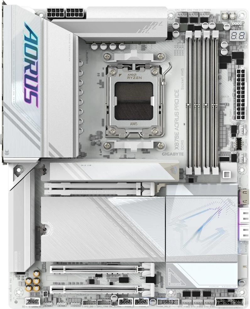 Pllakë amë Gigabyte X870E AORUS PRO ICE, Socket AM5, ATX, DDR5, Wi-Fi 7, e bardhë