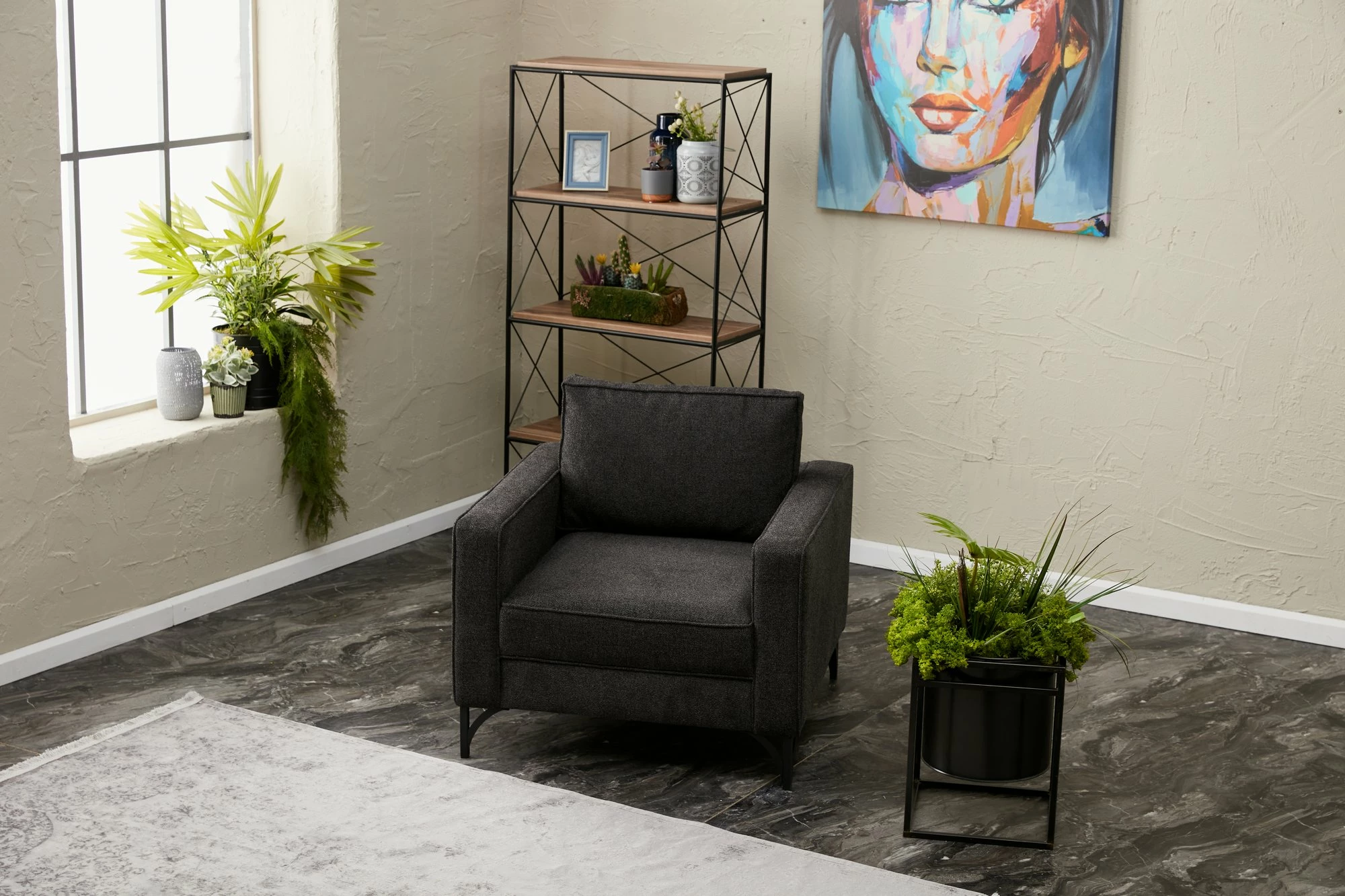 Karrige një vendëshe Atelier del Sofa, Berlin, antracit, e zezë