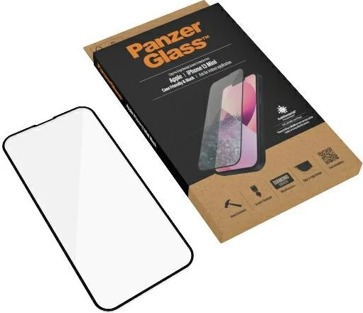 Xham mbrojtës PanzerGlass E2E Microfracture për iPhone 13 mini, me kornizë të zezë
