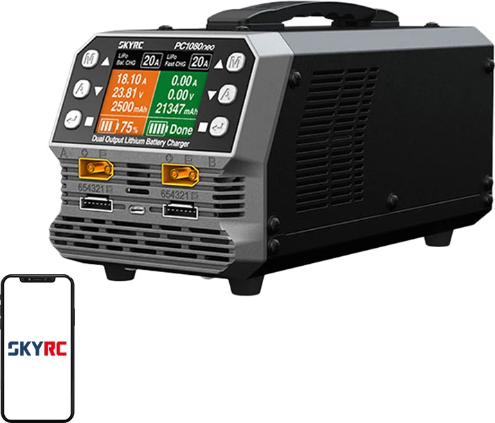 Karikues baterish litiumi SkyRC PC1080neo 1080W 2-kanalësh, LiPo/LiHV deri 6S