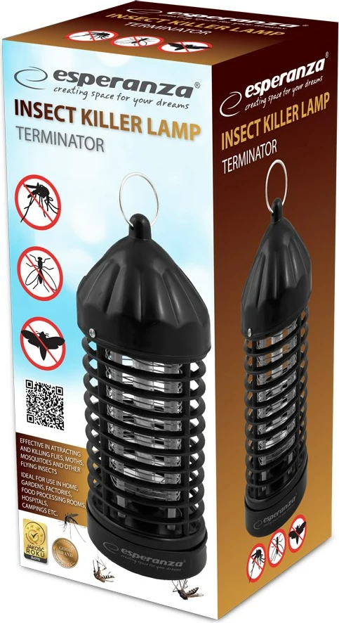 Llambë elektrike për insekte Esperanza EHQ005, UV, e zezë