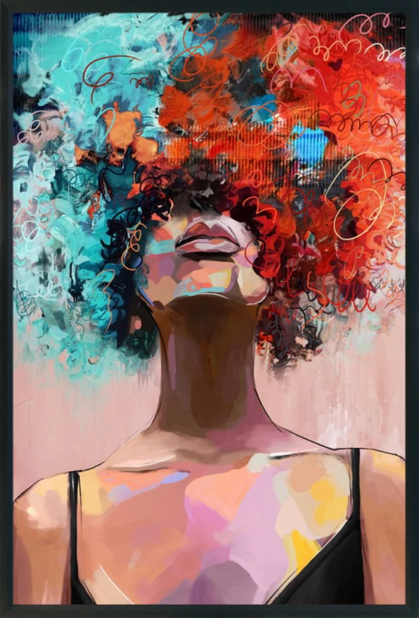 Pikturë dekorative BENNADA, kanavacë, shumëngjyrëshe, kornizë e zezë, 80x100x5cm