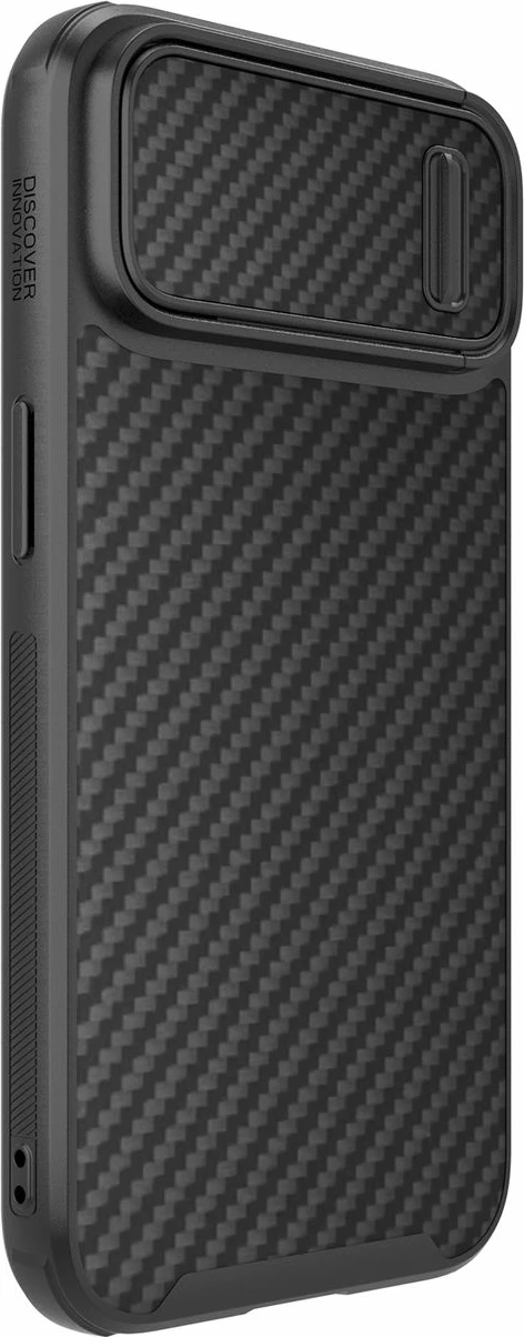 Mbështjellës Nillkin Synthetic Fiber S Case për iPhone 14 Plus me kapak kamere, i zi