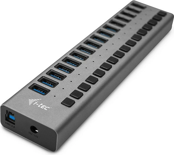 Hub USB i-tec U3CHARGEHUB16, 16 porta, USB 3.0, 90W, Gri