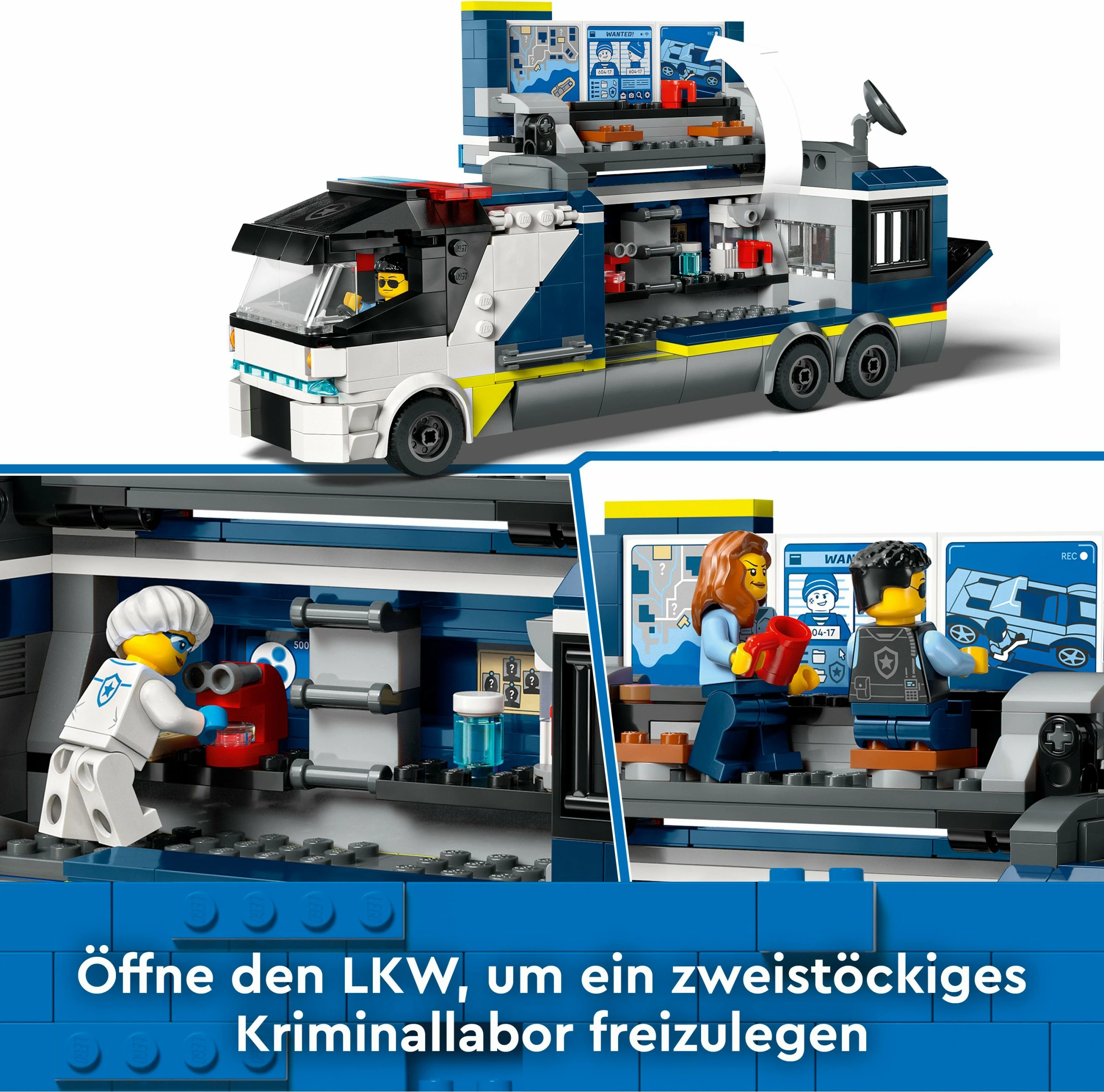 Set ndërtimi LEGO City Police Mobile Crime Lab Truck 674 pjesë, shumëngjyrësh