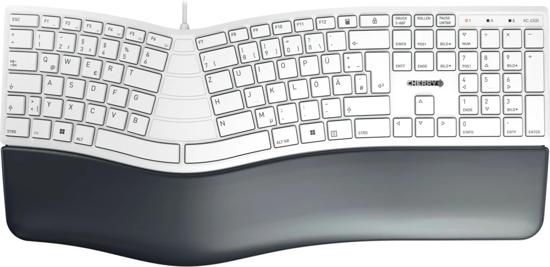 Tastierë Cherry KC 4500 ERGO, Wired, USB, QWERTZ, Bardhë