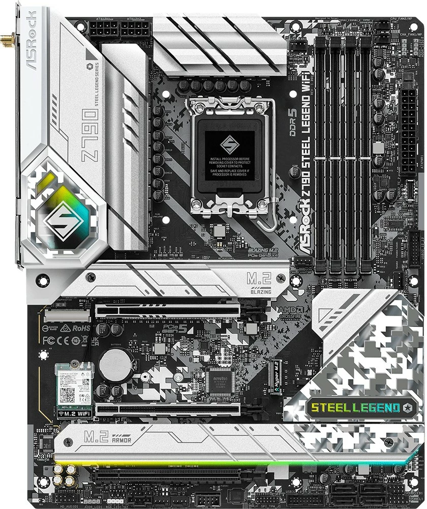 Pllakë amë ASRock Z790 Steel Legend WiFi, Intel, LGA 1700, DDR5-SDRAM, 128 GB, DIMM