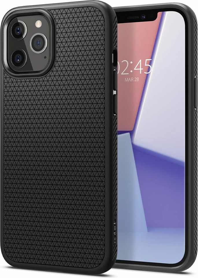 Mbështjellës Spigen Liquid Air për iPhone 12 / iPhone 12 Pro, Mat Zi