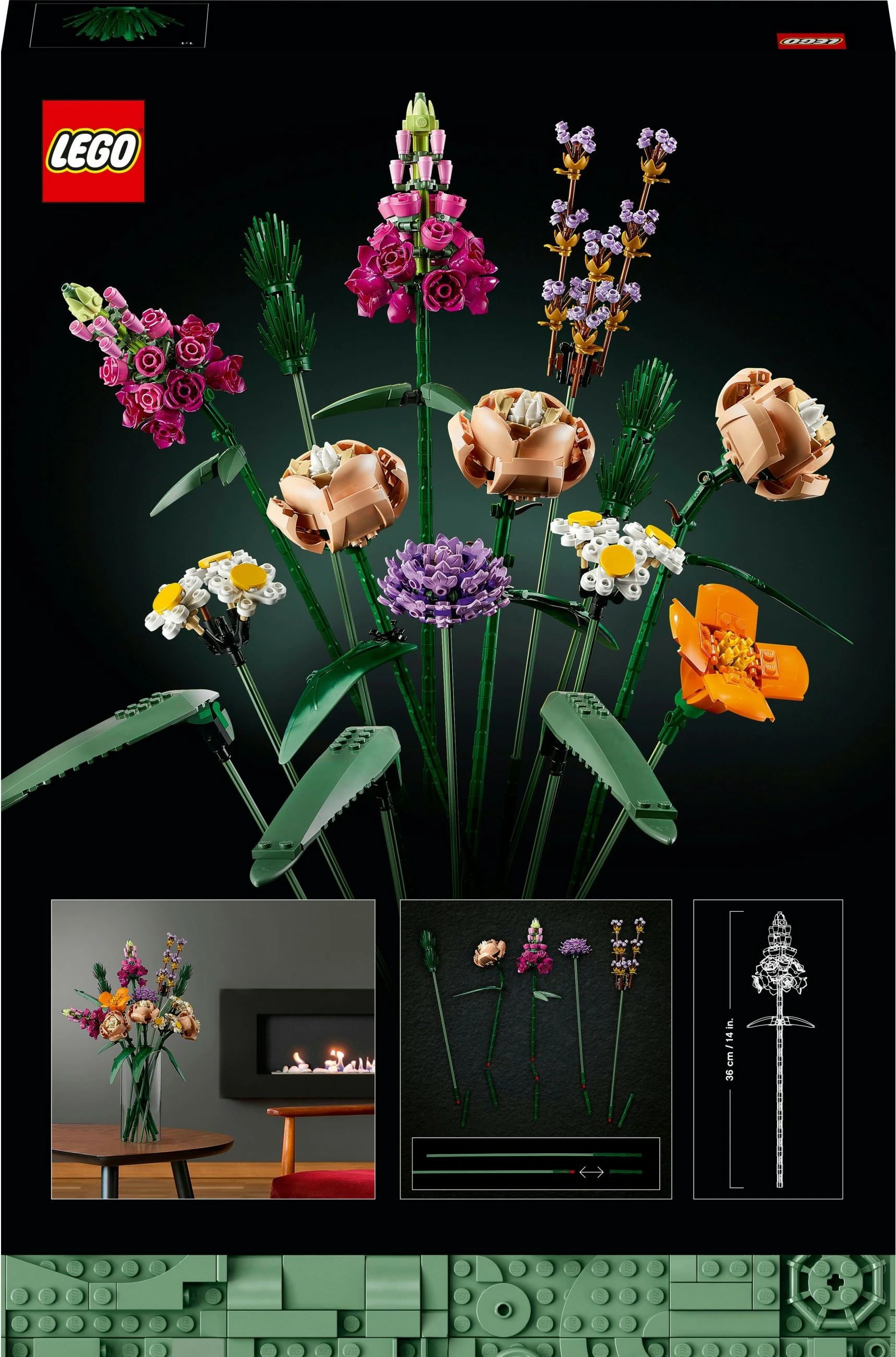 Set ndërtimi LEGO ICONS Flower Bouquet, 756 pjesë, shumëngjyrësh