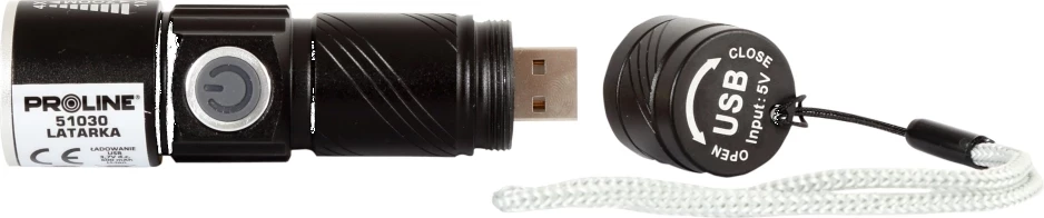 Svetilkë LED portative USB PROLINE 51030 160 lm bateri 600 mAh ZOOM, e zezë