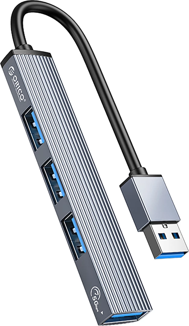 Kasë Orico AH-A13, 4 porta USB-A (1x USB 3.0, 3x USB 2.0), alumini, Gri
