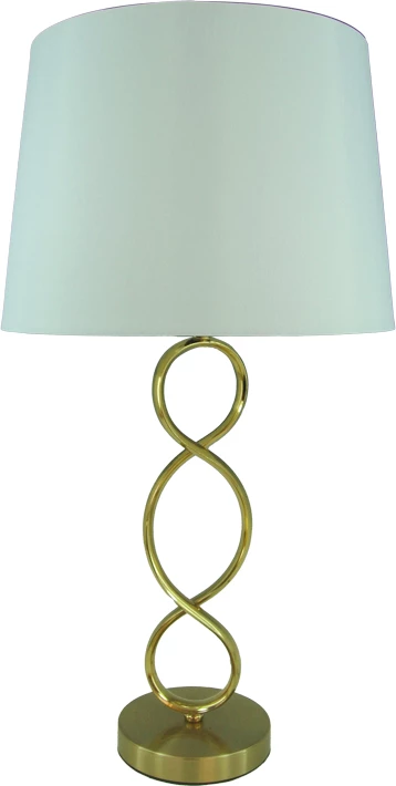 Llambë tavoline Grezial Inart E27 metalike e artë-me pëlhurë të bardhë D33x60cm