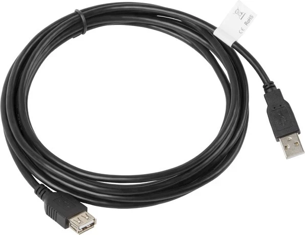 Kabllo USB Lanberg, CA-USBE-10CC-0030-BK, type-A, 3m, e zezë