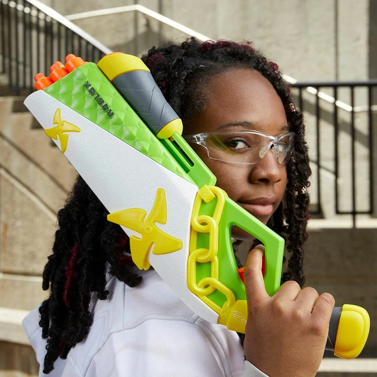 Blaster Nerf Roblox Ninja Legends Shadow Sensei, pompë, 6 shigjeta, set me 6 shigjeta shkumë, jeshile/bardhë