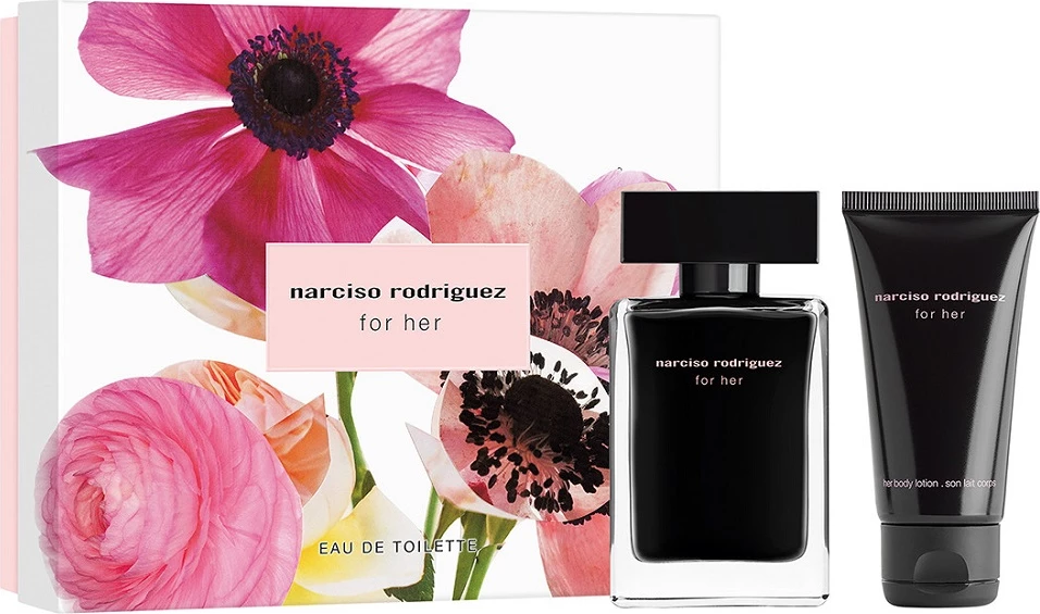 Set Eau de Toilette dhe balsam trupi për femra Narciso Rodriguez For Her, 50ml + 50ml