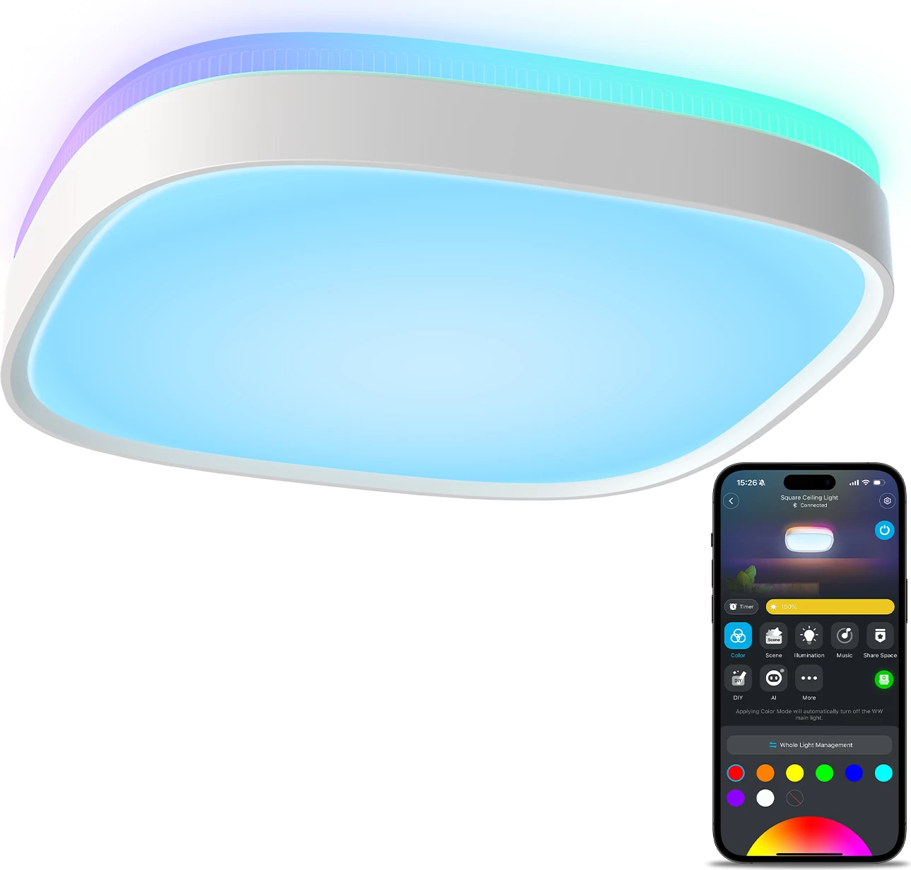 Dritë tavanore smart Govee Square Ceiling Light RGBWW + RGBIC 30 cm, e bardhë