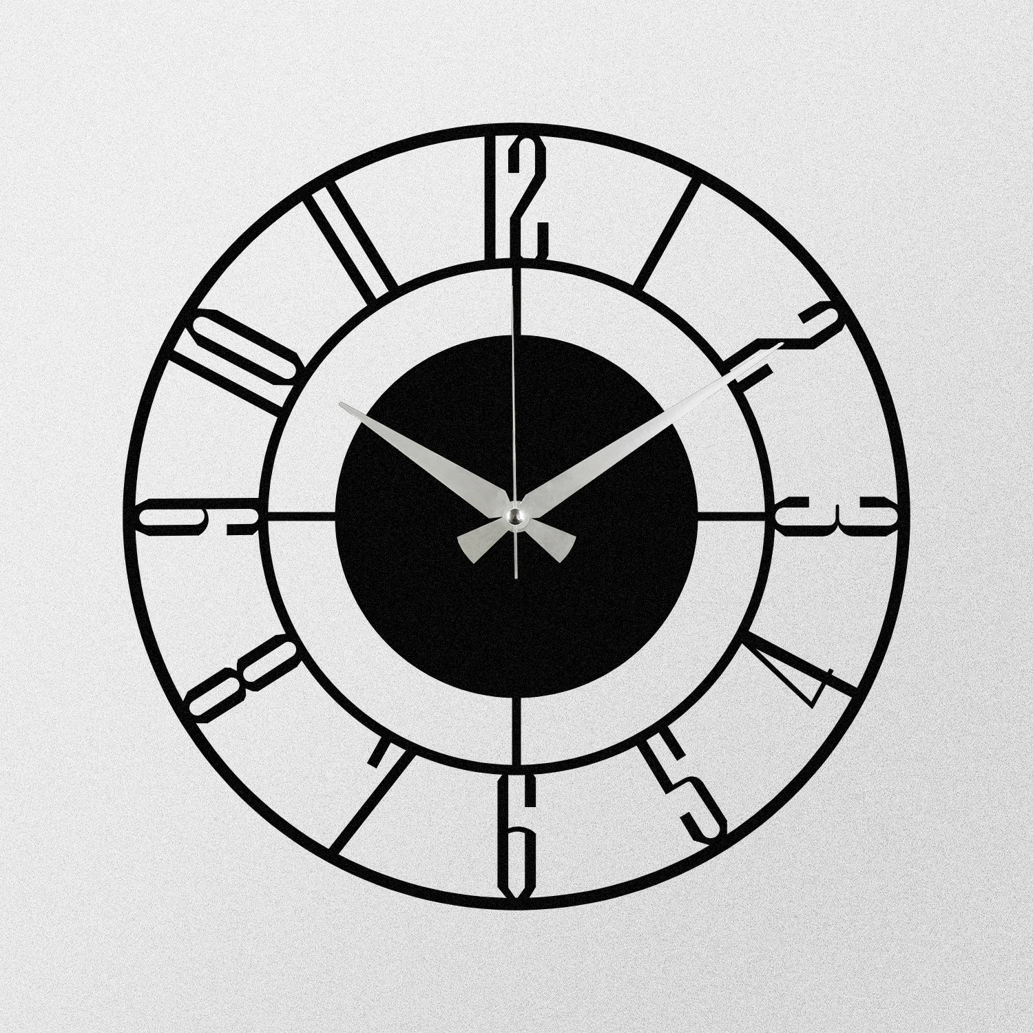 Orë muri dekorative prej metali, Wallity Enzoclock - S011, e zezë, 48x48cm