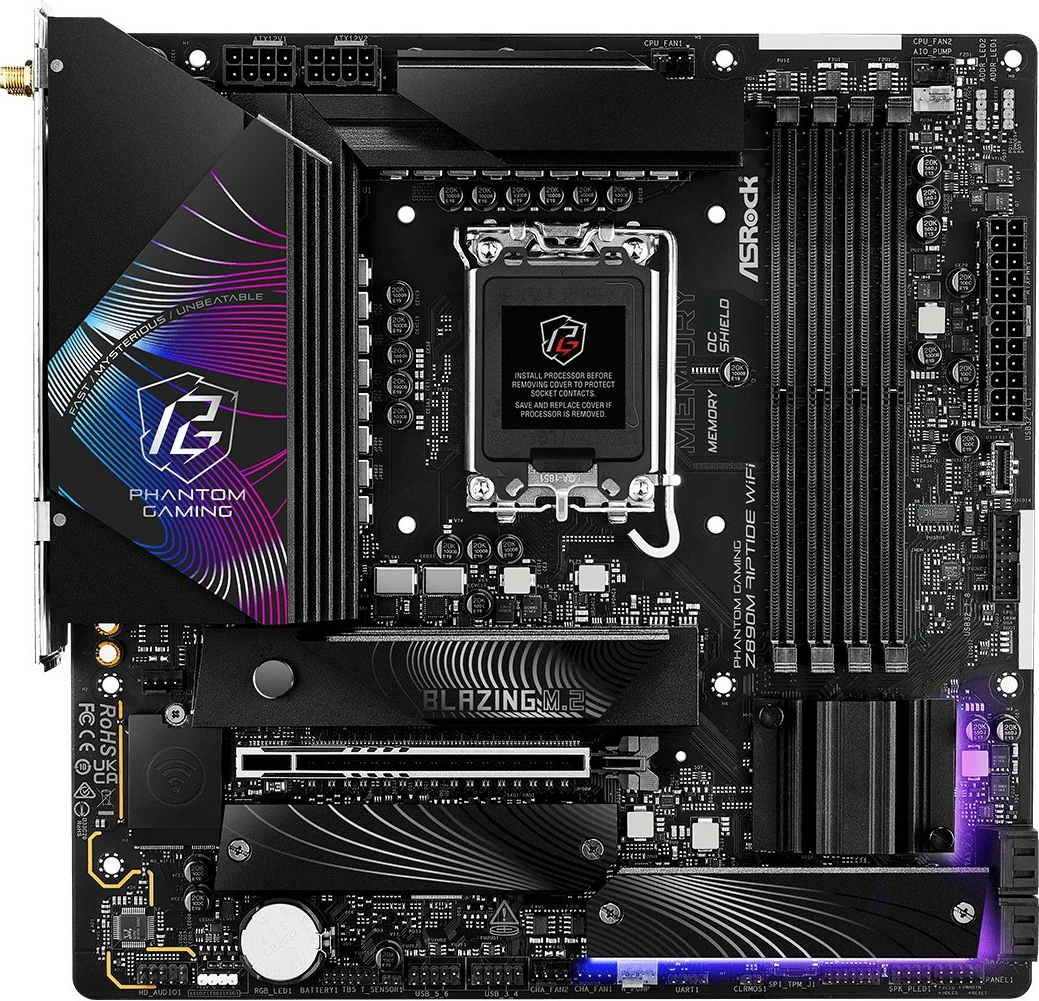 Pllakë amë ASRock Z890M Phantom Gaming Riptide Wifi DDR5, Intel, micro ATX, e zezë