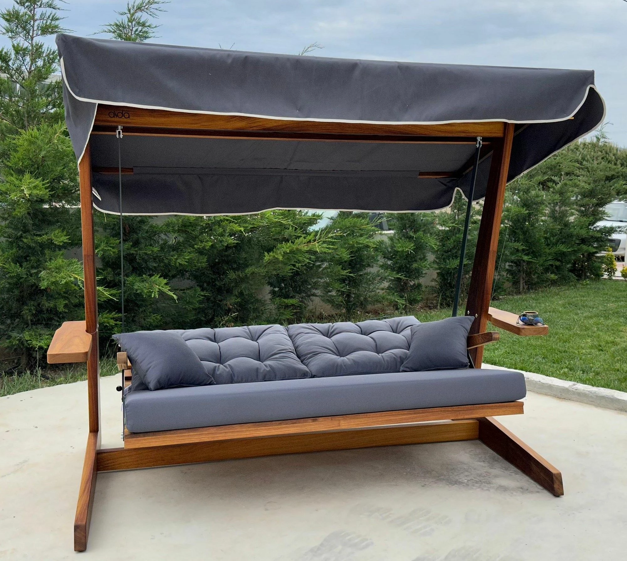 Karrige lëkundëse treshe për kopsht, ngjyrë antracit, Skye Decor, Sia 2400