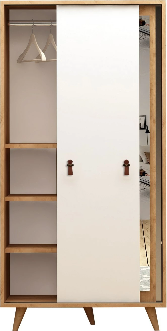 Dollap Hanah Home, Yahha, ngjyrë lis dhe e bardhë, me pasqyrë