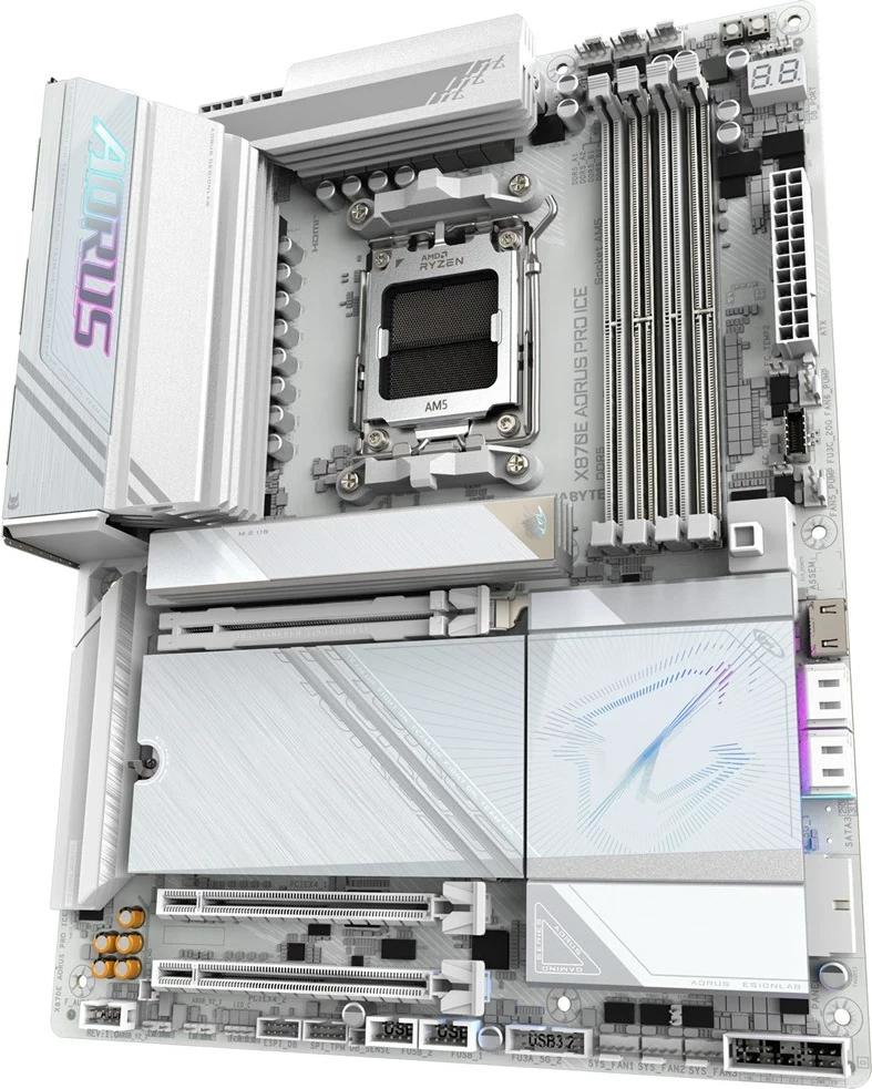 Pllakë amë Gigabyte X870E AORUS PRO ICE, Socket AM5, ATX, DDR5, Wi-Fi 7, e bardhë