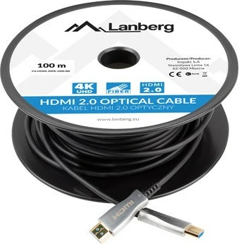 Kabllo HDMI Lanberg CA-HDMI-20FB-1000-BK, 100m, 4K, i zi