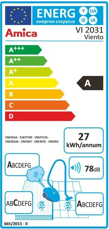 Fshesë me korent Amica VIENTO VI2031, me qese, e kuqe