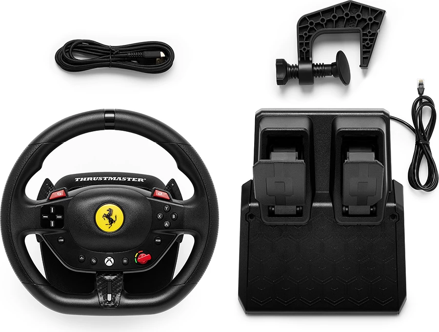 Volan garash Thrustmaster T98 Ferrari 296 GTS, 240°, PC/Xbox Series X|S/Xbox One, me pedale, i zi