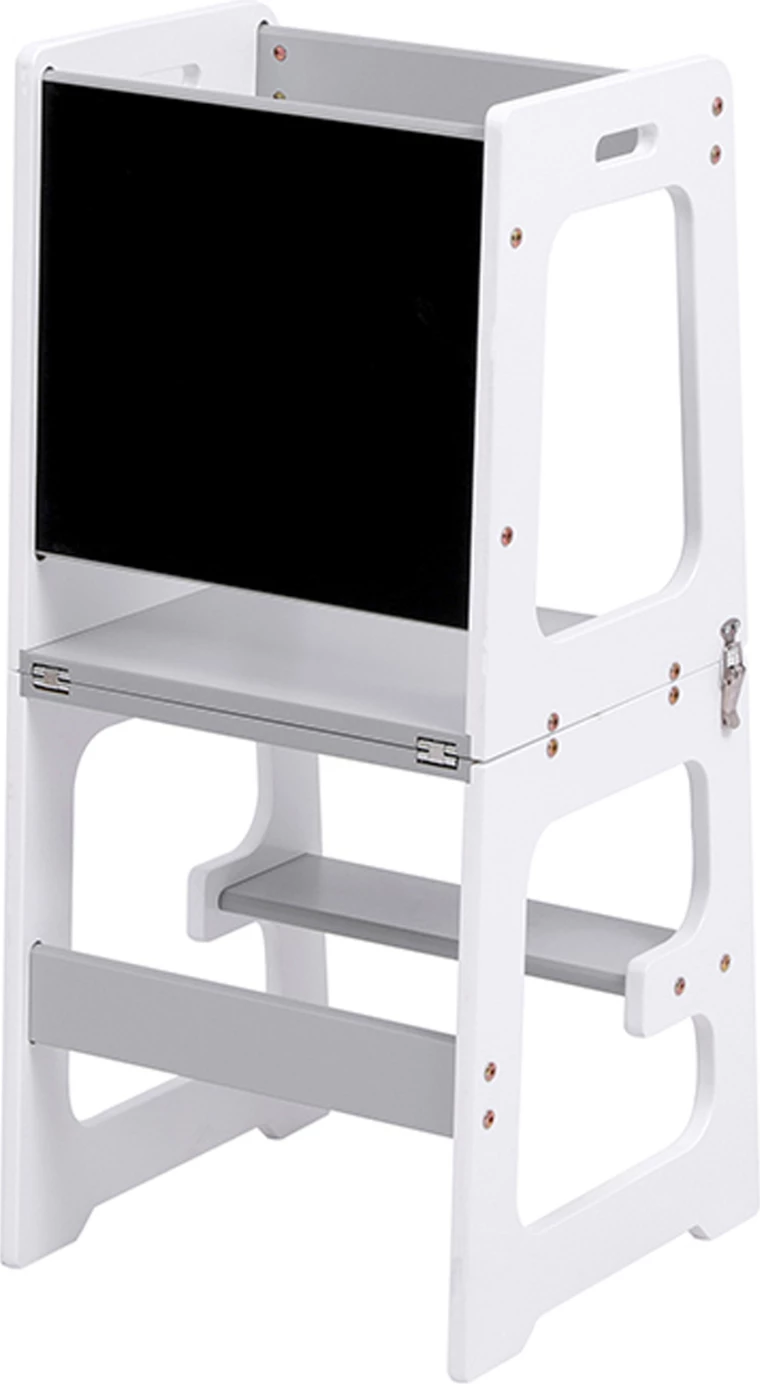 Kullë mësimi për fëmijë me tabelë, dru pishe, e bardhë/gri, RICKI FH18345.03, 37x40x84cm