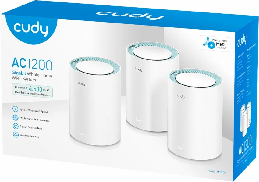 Sistem mesh Cudy M1300, Dual-band, Wi-Fi 5, 3 copë, Bardhë