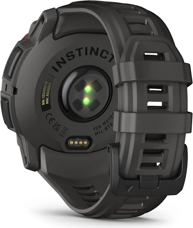 Smartwatch Garmin Instinct® 3 Solar, Black with Charcoal Silicone Strap, 50 mm