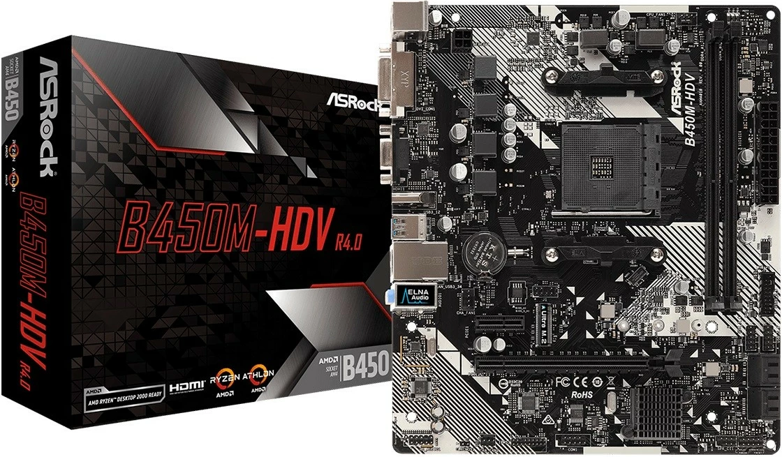 Pllakë amë ASRock B450M-HDV R4.0, Socket AM4, micro ATX, e zezë