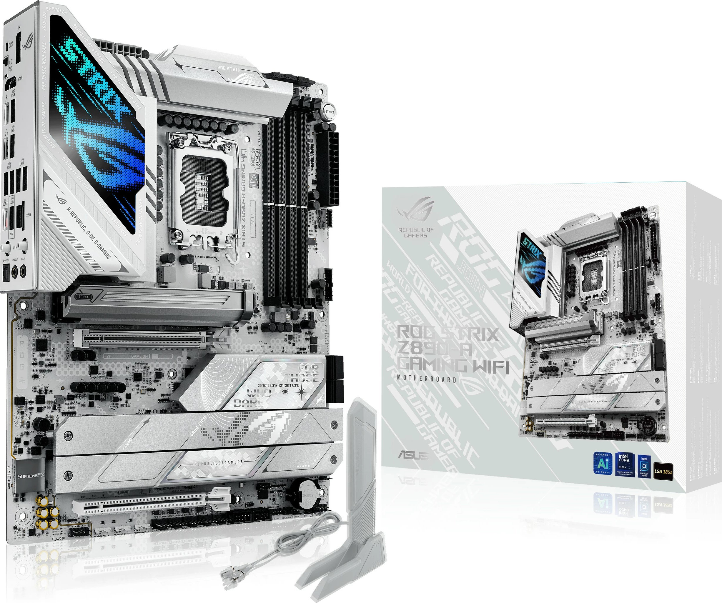 Pllakë amë ASUS ROG STRIX Z890-A GAMING WIFI, Intel, LGA 1851, DDR5, 192 GB, e bardhë