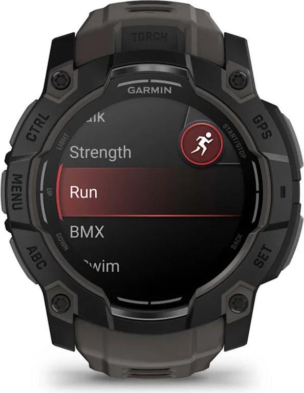 Smartwatch Garmin Instinct® 3 AMOLED, Black with Charcoal Silicone Strap, 50 mm