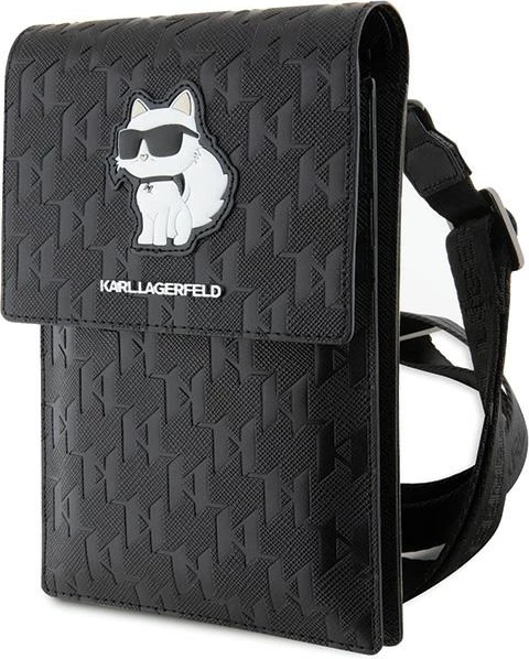 Çantë për celular Karl Lagerfeld KLWBSAKHPCK Saffiano Monogram Choupette, e zezë